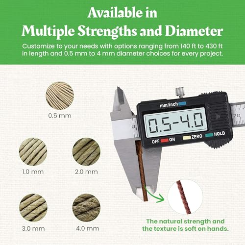 Bean Products Natural Hemp Twine - Macrame, Jewelry, Garden + Craft - 2 MM