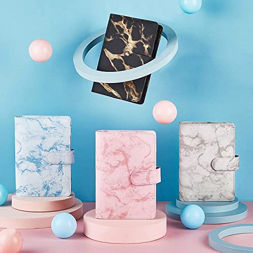 MJNHBGX Notebook A6 Pu Leather Notebook Binder Marble Refillable Binder Cover 6 Ring Loose Leaf Budget Planner Binder Cover with Magnetic Buckle Notebook A5，Marbled Blue