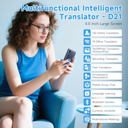 AI Language Translator Device, 142 Languages Real Time Offline Translator