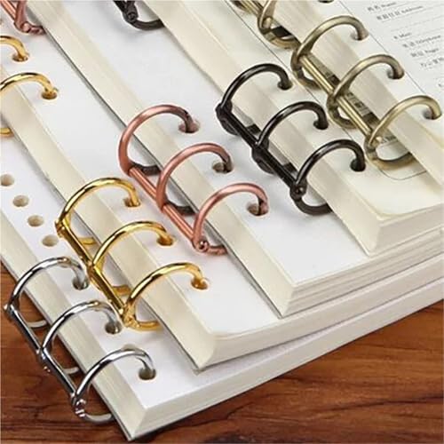 Binder Rings 20PCS Ring Binder Clips Detachable Buckle Loose-Leaf 3 Rings Metal Binding Office School Supplies for DIY Travel Diary(Black 3cm)