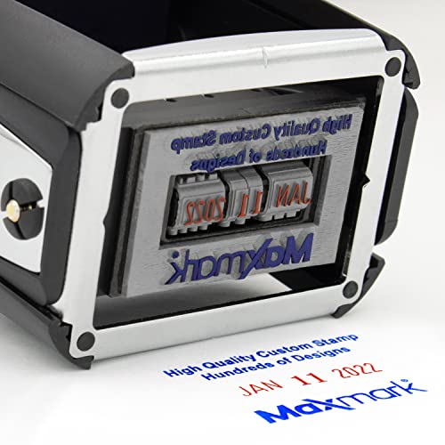 MaxMark Heavy Duty Date Stamp with 4-Line Custom Text, Self Inking Date Stamp - 2160 - Choose from Many Font and Color Options