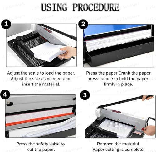 LjlXanthiper Guillotine Style Paper Trimmer,Manual Paper Trimmer with Automatic Safety Guard and Side Ruler,Solid Steel Base,Guillotine Style A4 Paper Trimmer for Office,School,Craft Room