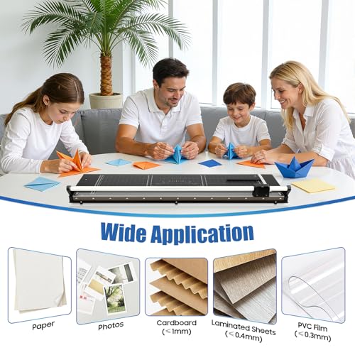 36 Inch Precision Rotary Paper Cutter, Manual Rotary Paper Cutter, Desktop Office Paper Trimmer with Roller Cutter Head and Round Blade for Photo Paper,Film,Art Paper Jam,Office Paper