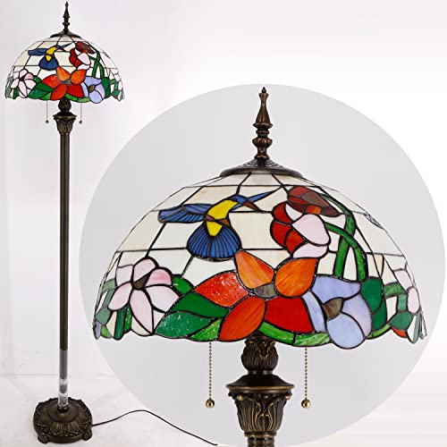 WERFACTORY Tiffany Floor Lamp 64 Inch Stained Glass Standing Reading Light