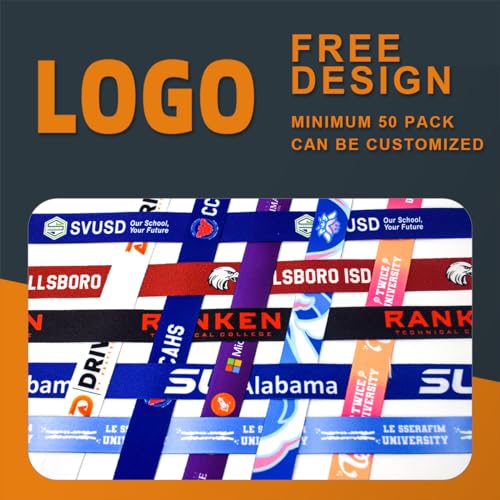CTZD 50 Pack Customized Color Bulk Lanyards Custom Neck Strap For Id Badge Holders with Safety Breakaway 360° Swivel Hook