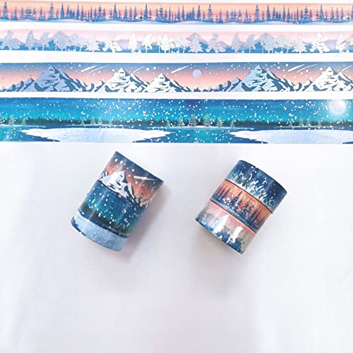 VIAENKFG 5PCS/Set Silver Washi Tape Decoration DIY Hand Tear Scrapbook Stickers Supplies