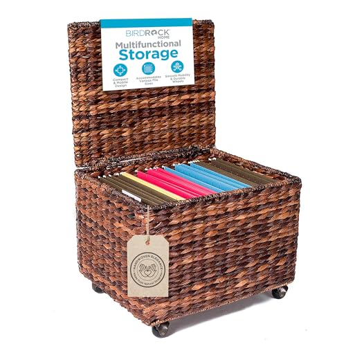 BIRDROCK HOME Rolling File Cabinet Box with Wheels, Espresso, 17.5x14.5x13