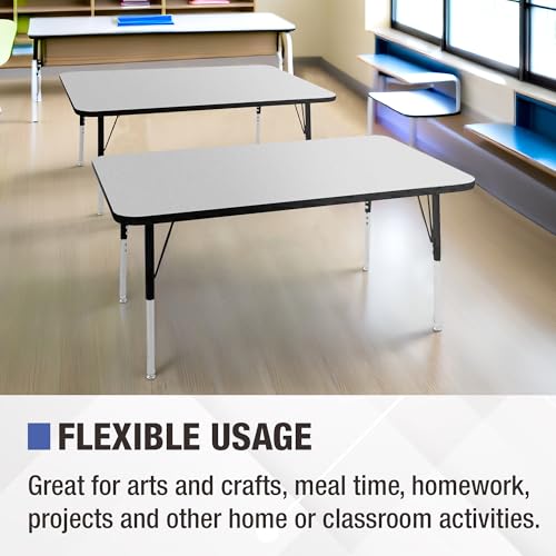 Norwood Commercial Furniture 36-Inch Adjustable Height Classroom Activity Table for Kids & Adults, Rectangular Activity Table for School and Home, Blue
