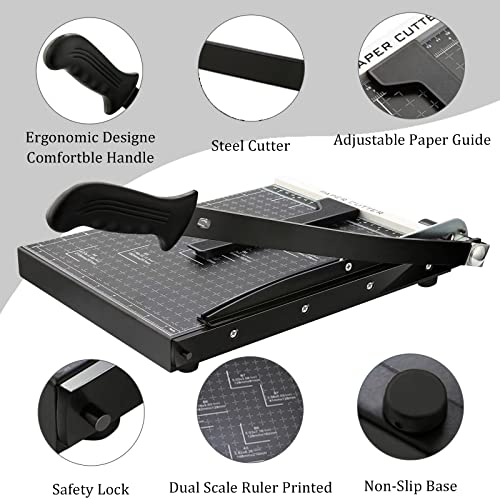 A4 Professional Paper Cutter Lever Cutter 47 cm Metal Cutter 32 x 25 x 3 cm Rotary Cutter Photo Cutter for School and Office, Black