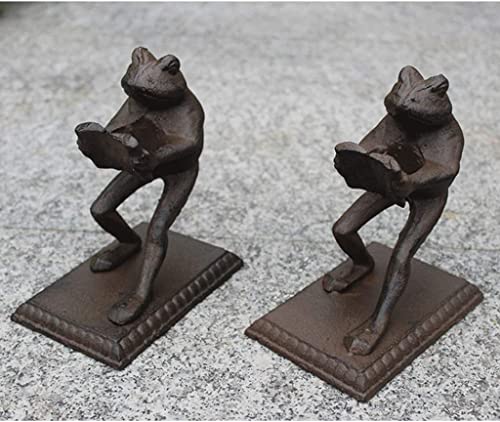 WAGLOS Classic Book Ends Vintage Bookends Frog Hold Books Cast Iron Book Stoppers Animal Shape Book Ends for Libraries Office School Decor Bookend Desktop Storage