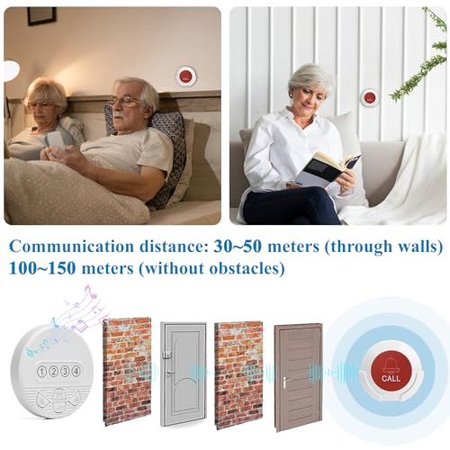 CYSSJF Wireless Caregiver Pager Elderly Call Button Plug-in Nurse Call Bell Light System with LED Number Display Panic Buttons for Seniors / Patient / Disabled at Nursing Home, Hospital, Clinic
