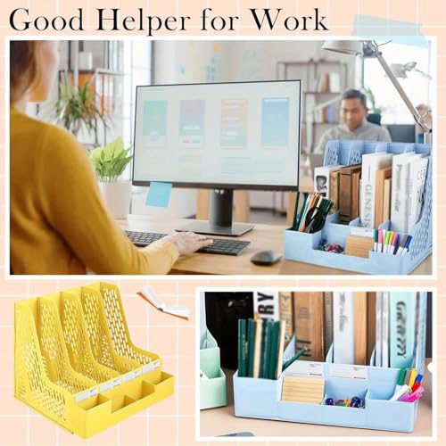 File Organizer Desk Organizer File Folder, Desktop Magazine Holder, Office Sorter Rack, Vertical Dividers Desk(White)