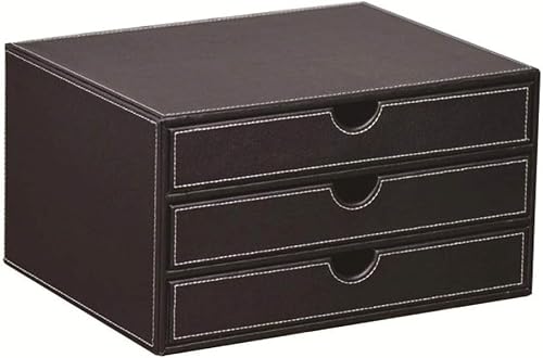 AMUYTCP File Manager- Stacking Letter Leather Office Desk Supply Organizer, 3-Tier Files Sorter Workplace Desktop Storage