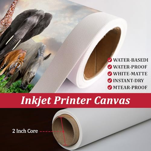 Premium Polyster Canvas Roll, Canvas Paper for Printing, Quick Dry, Wide Format Inkjet Printer Compatible, Paper Roll, Perfect for Fine Art, Photography, Giclée Printing, Archival Quality Prints