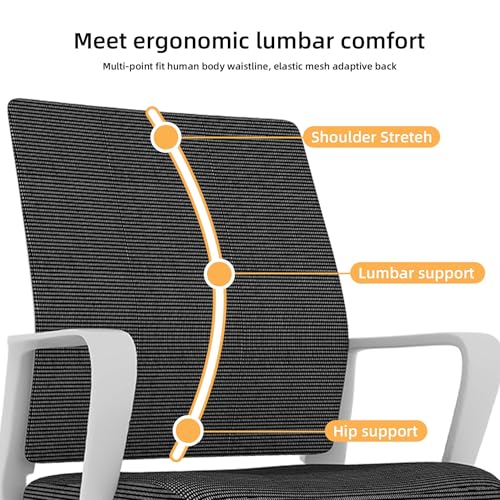 MWrouqfur Office Guest Chair with Arms - Modern Mesh Back Reception Chair for Waiting Room, Conference Room & Office, Breathable Upholstered Seat with Metal Frame, 350lbs Capacity (White+Black)