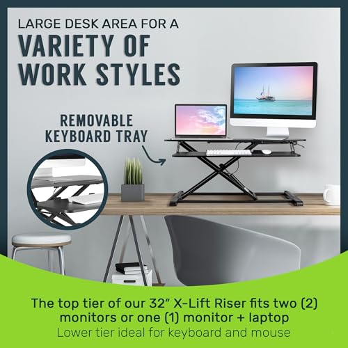 TechOrbits Black 32 in Standing Desk Converter, OF-S05-1
