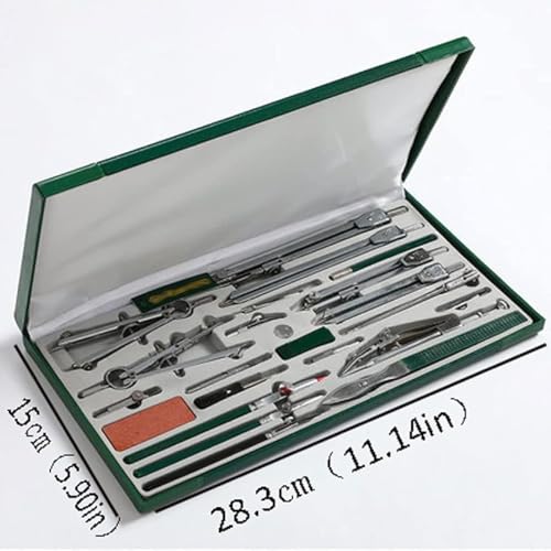 Mavdecll 23 Pcs Geometry Kit, Professional Drawing Tools for Drafting and Making Circles, Construction Engineering Compass Set with Large Extension Beam, for Drafters, Designers, Sailors