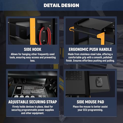 AUTOOL Heavy-Duty Modular Service Cart – 360° Swivel Casters Welding Cart Large Storage Drawer & Corrosion-Resistant Steel for Automotive Workshops T22
