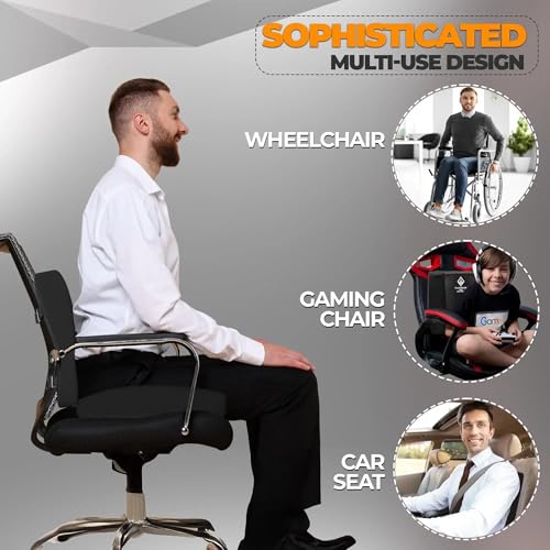 Platinum-Level Comfortable Ergonomic Memory Foam Lumbar & Seat Cushion Back,Tailbone Pain Relief
