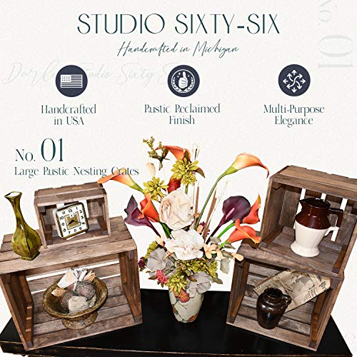 Darla’s Studio 66 Rustic Wooden Nesting Crates, Set of 4 — Decorative Storage Boxes for Home, Kitchen, or Display