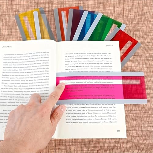 Guided Reading Strips 12-Pack Large Guided Reading Strips, Multicolor Highlight Overlays for Dyslexia & Tracking