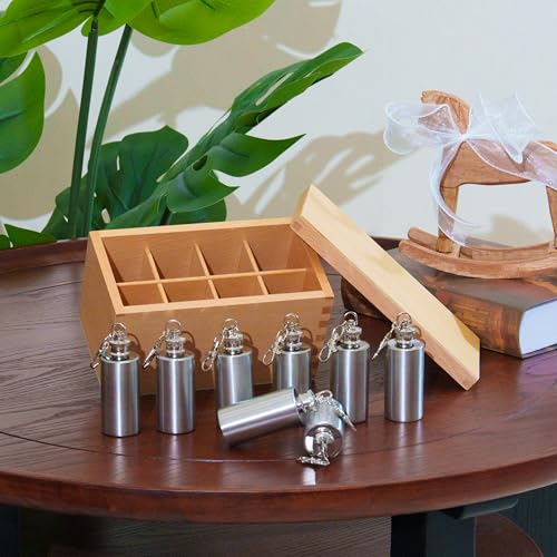 penepico Premium Montessori Thermic Bottles – 8 Stainless Steel Bottles with Solid Beechwood Box, Temperature Sensory Activity for Thermal Discrimination, Homeschool Classroom for kids Ages 3-6