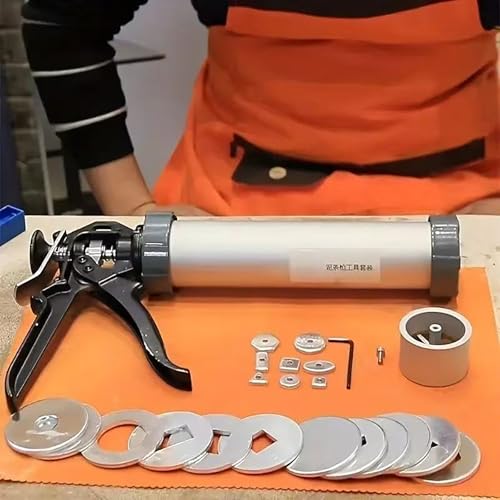 AFBEHL Clay Extruder, Handheld Aluminum Clay Modeling Tool with 11 Molds, No Battery Required, One-Squeeze Design for Sculpture & Craft Projects