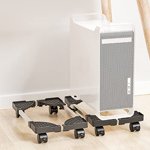 WAOCEO CPU Stand Mobile CPU Holder Stand, Floor CPU Rolling Stand Adjustable PC Tower Stand Mobile PC Cart Holder with Locking Caster Wheels - Black Computer Tower Stand