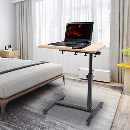 Adjustable Laptop Desk with Wheels, Rolling Standing Computer Desk with Tiltable Tabletop, Mobile Laptop Cart with Lockable Wheels, Height Adjustable Workstation for Home Office Bedroom,23.62x13.58In