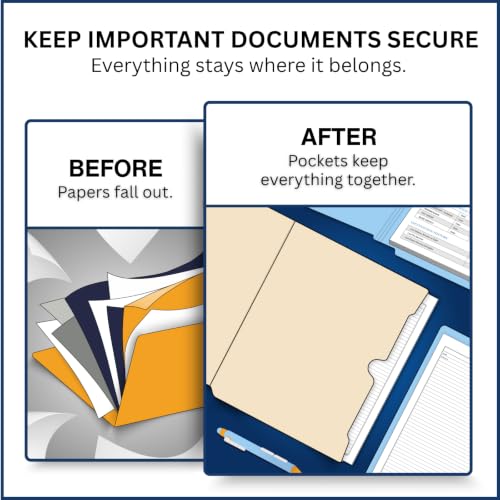 Manila Pocket File Folders, Doctor Stuff, Letter Size End Tab Folder with Full Pocket on Inside Back Opening Away from Spine, 14 pt Manila Stock, Box of 50