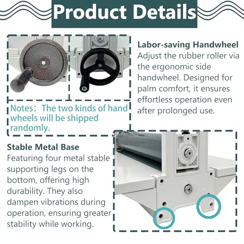 HayWHNKN Manual Cold Laminator High Precision 29.5 Inch Wide Desktop Cold Laminating Machine Adjustable Pressure Rubber Rollers with Fold-up Table for Posters, Photos, Documents, Book Laminating