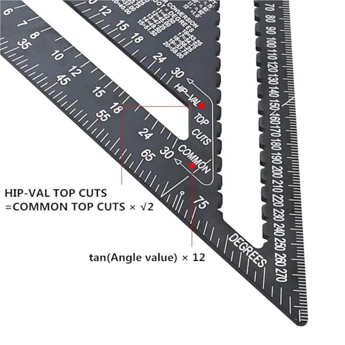 Angle Protractor,12 Inch Speed Square Metric Triangle Ruler Aluminum Alloy Measuring Ruler Woodworking