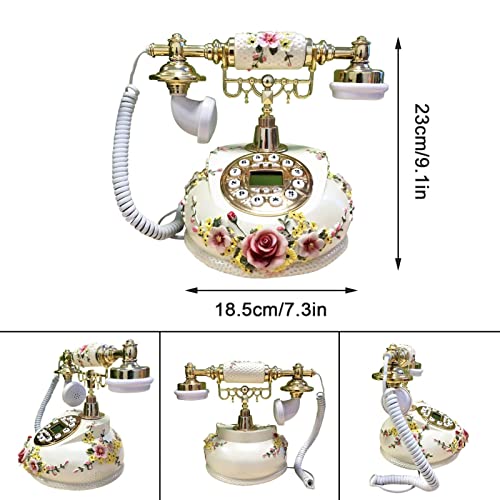 QUANGJN Corded Retro Landline Phone with LCD Screen for Caller ID Calendar Clock Display, Vintage Style Push-Button Telephone for Home, Office & Hotel