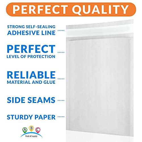 ABC PACK & SUPPLY Kraft Bubble Mailer, 8.5 x 11 Inches, White Padded Envelopes Self Seal, Tear Resistant, 400 Pack, Paper Shipping Envelopes