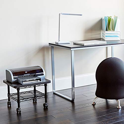 Safco Onyx Rolling Cart Printer Stand, Under-Desk Mobile Utility Table for Home Office with Steel Shelf, Black
