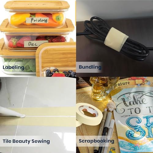 TAPEBEAR General Purpose Masking Tape Beige White 0.75" x 60Yards x 36Rolls