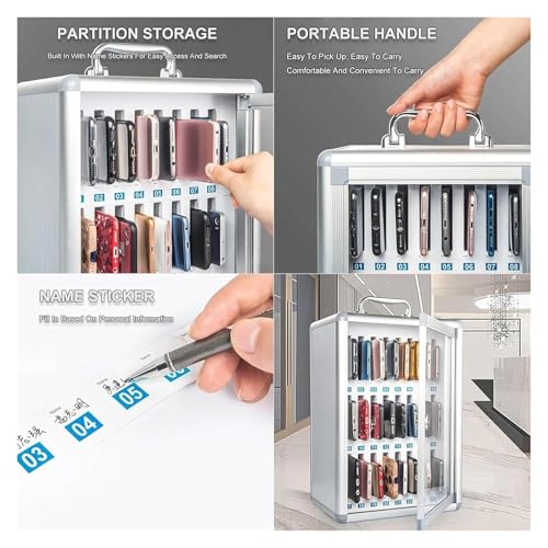 Cell Phone Locker, Cell Phones Storage Cabinet, Aluminum Alloy Cell Phones Holder Storage Box Pocket Chart Storage Locker Box for School Office(24)