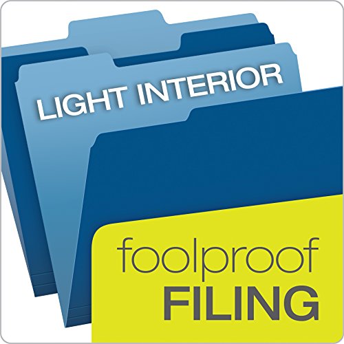 Pendaflex Colored File Folders, 100 Pack, Letter Size (8.5" x 11"), Durable Dark Blue Folders, 3 Tabs for Easy Labeling, Colorful School, Office & Home Document Organization