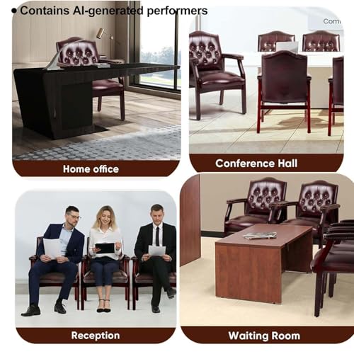 Clyrava Burgundy Office Reception Chairs, Leather Guest Chair