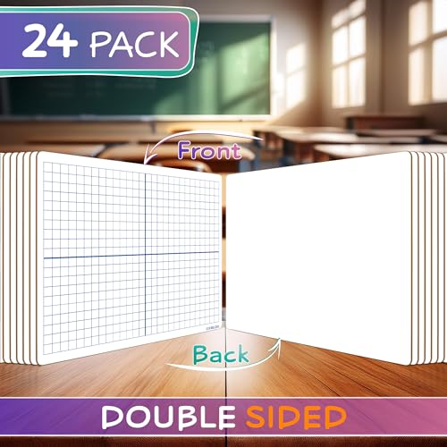 SCRIBBLEDO 24 Pack XY Axis Coordinate Graph Lap Boards 9x12 with 24 Erasers