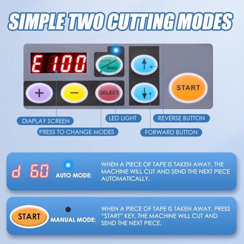 Ostreemaner Tape Dispenser Adhesive Electric，Precise Digital Control of Cutting Length，Cycle Cutting and Storage Memory Functions，for Packaging Office Warehouse Use