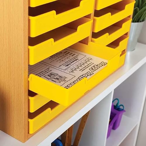 Really Good Stuff Oak 18-Slot Mail Center with Trays - Single Colors
