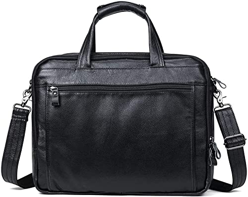 Marycan Messenger Bag, Genuine Leather Briefcase for Men 15.6 Inch Laptop Computer Case Business Travel Work Messenger Cross Body Shoulder Bags (Color : Black)