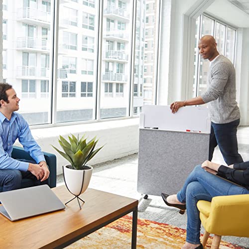 Quartet Whiteboard Easel, Glass Dry Erase Board, Rolling Easel Stand On Wheels, Double-Sided Privacy Screen with Adjustable Height, Includes 1 Marker, Creates Private Interactive Workspaces (Q293066W)