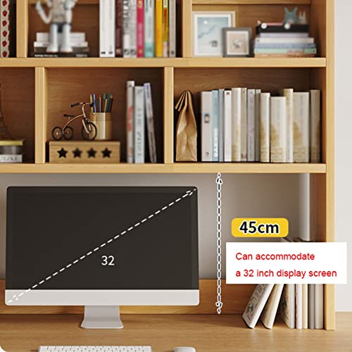 Bookcase Desktop Bookshelf Organizer Wood Countertop Bookcase Storage Display Rack Office Supplies Desk Organizer Desk Organizer Literature Photo Display Rack, Light Brown Modern(L80xD20xH80cm)
