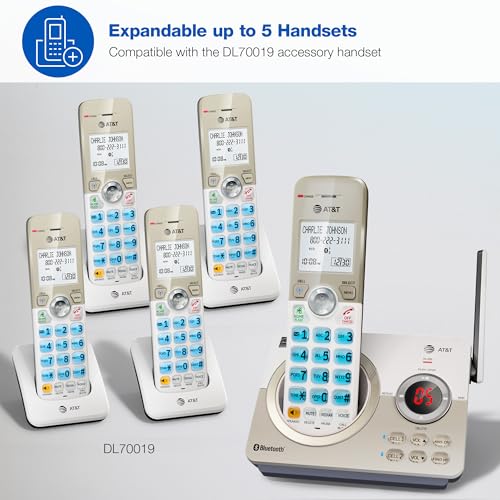 AT&T DL72219 DECT 6.0 2-Handset Cordless Phone for Home with Connect to Cell, Call Blocking, 1.8" Backlit Screen, Big Buttons, intercom, and Unsurpassed Range