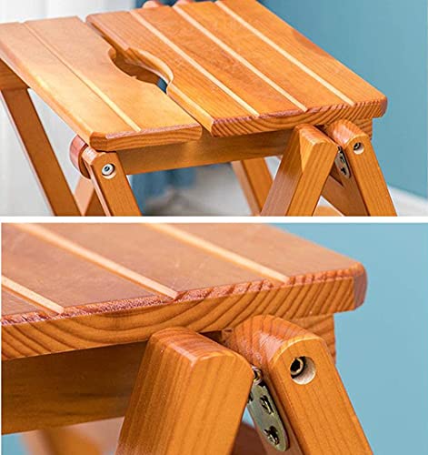 3 Step Folding Step Stools, Utility Multi-Functional Wooden Stepladder Portable Ladder Chair Seat, Home Kitchen Office Furniture Bedroom Step Stool