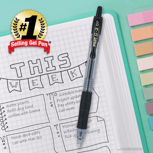 Pilot G2 Premium Gel Pens, Black Pens, Fine Point 0.7 mm, Tub of 48
