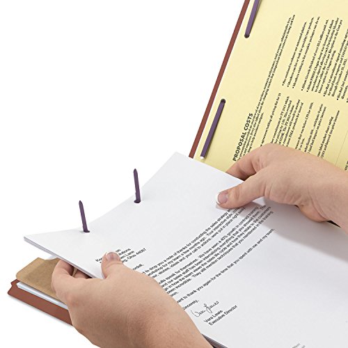 Smead Pressboard Classification File Folder with SafeSHIELD Fasteners, 1 Divider, 2" Expansion, Legal Size, Red, 10 per Box (18775)