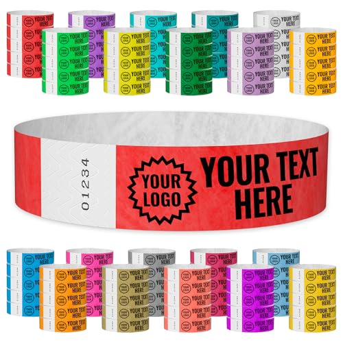 WristCo Neon Red Custom Imprint Wristbands - 5,000 Tyvek - Select Qty